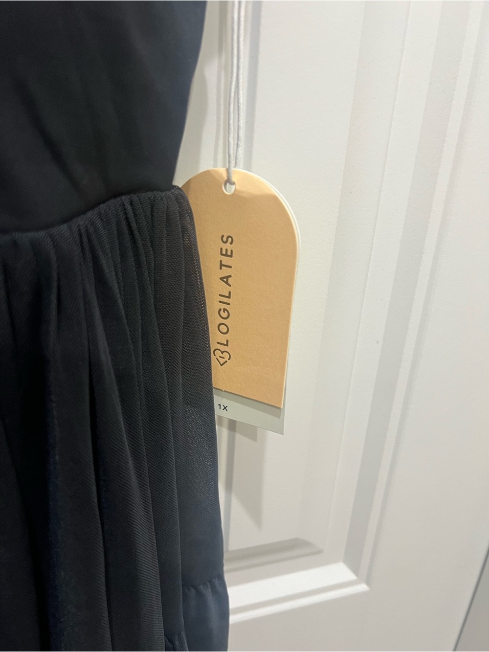 Tiered Black Chemise Slip Dress with Draped Neckline - Picture 4 of 10